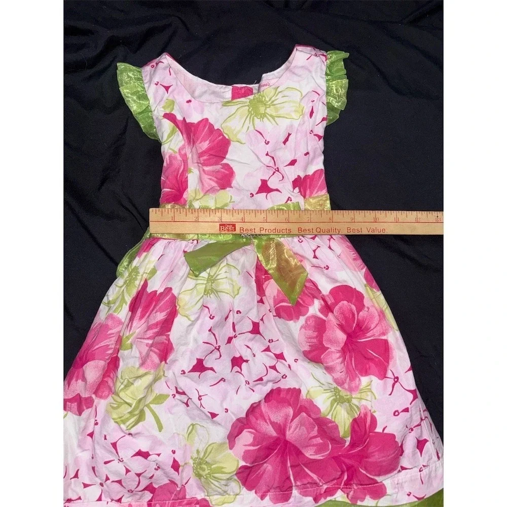 Emma's Garden Girls Floral Fit & Flare Party Dress Pink Green Size 4T oks money